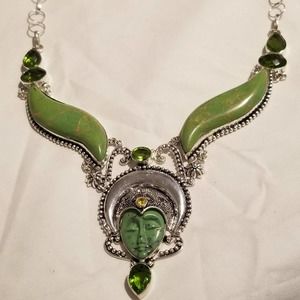 Vintage Copper Turquoise & Peridot Godde - image 1